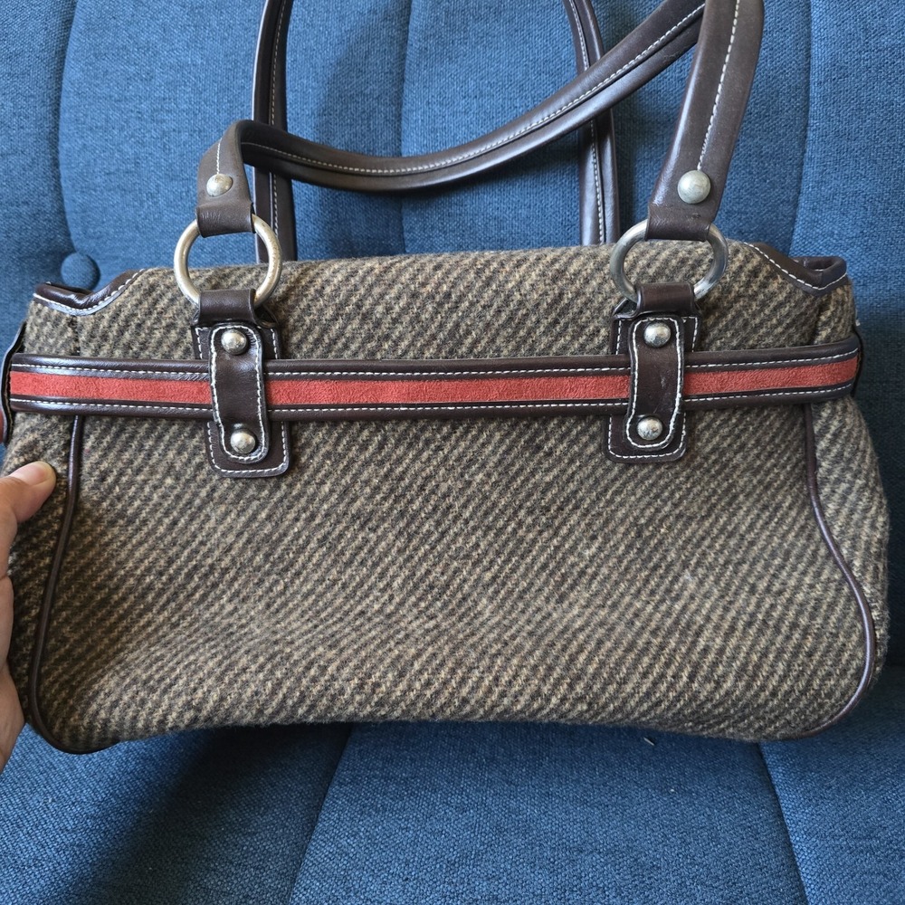 VTG Apt 9 Y2K Brown Red Canvas Hand Bag Silver Metal Hardware Manmade Trim‎ - Picture 2 of 16
